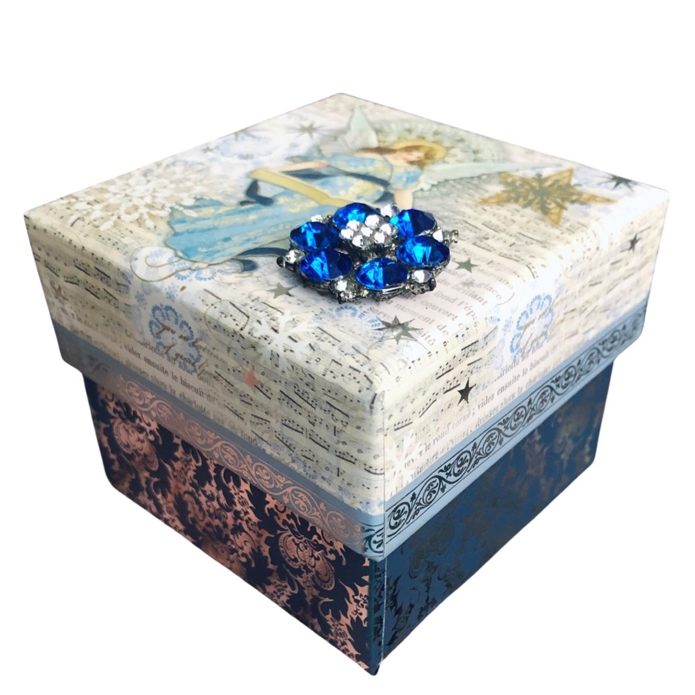 Punch Studio Celestial Angel Brooch Embellished Trinket Cube Gift Box (61686)